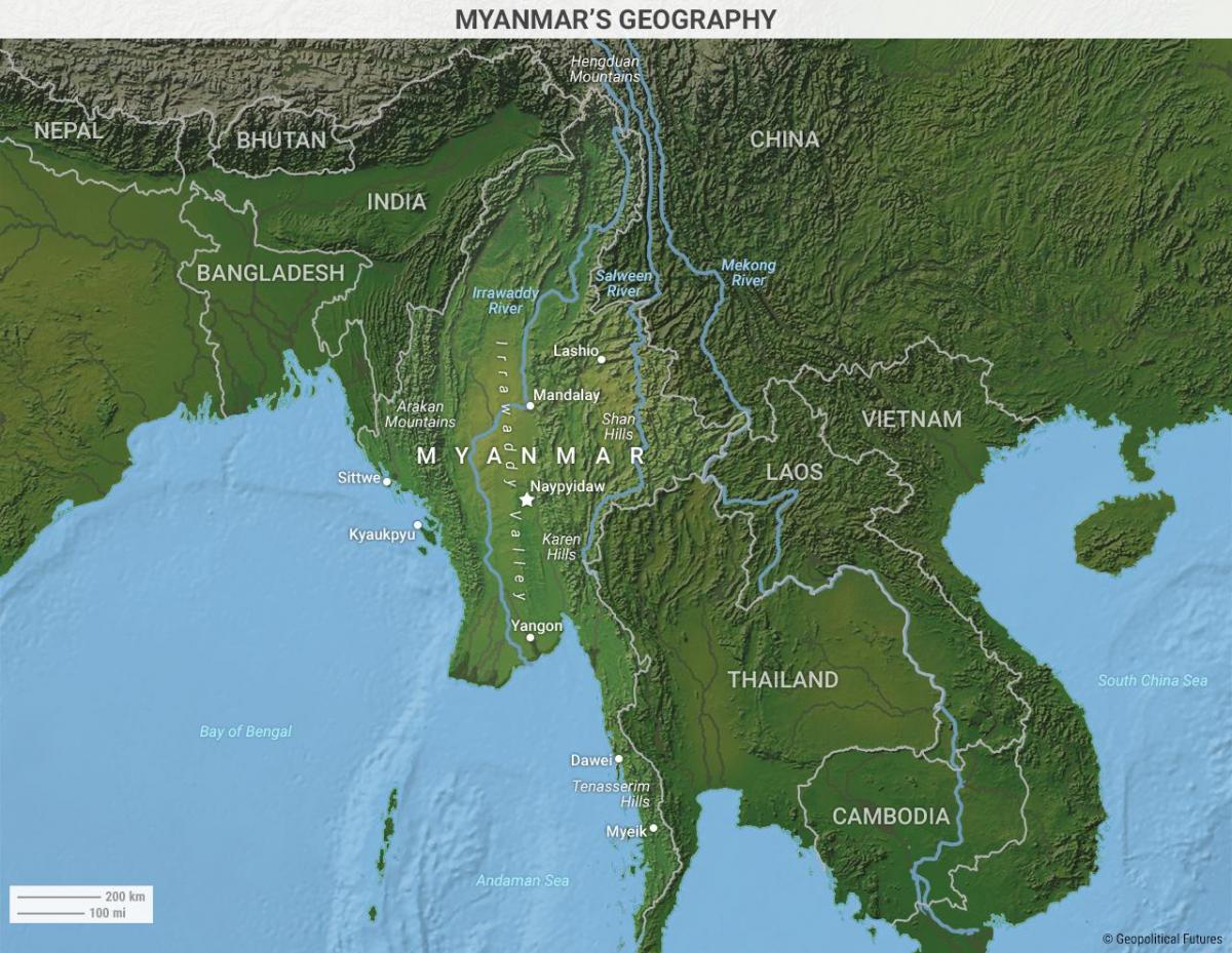 Burma geografi peta