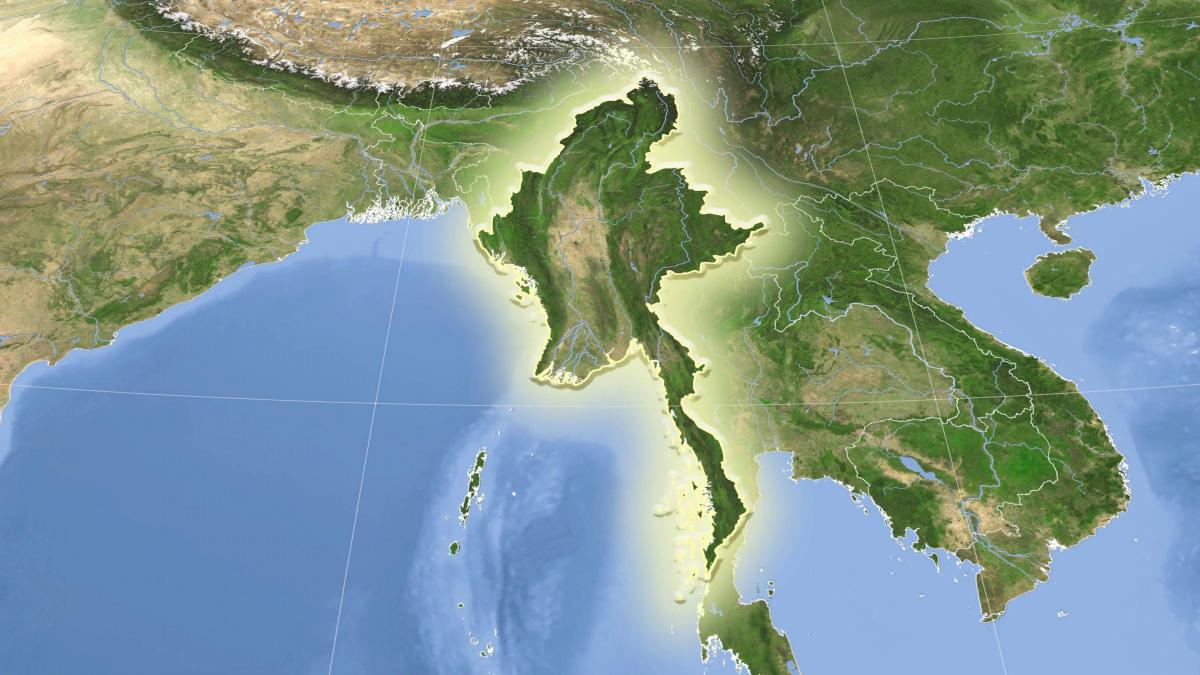 Myanmar peta satelit hidup